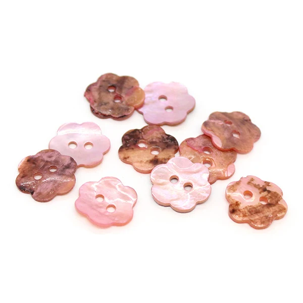 HobbyArts Perlemorsknapper, Blomst, Rosa, 15 mm, 10 stk